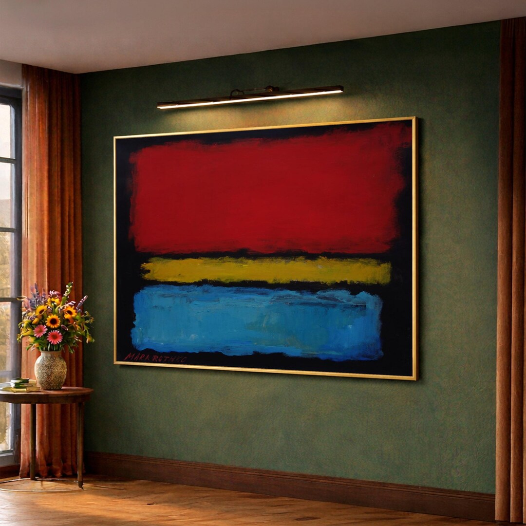 Bold Abstract Color Blocks Canvas Wall Art, Red Yellow Blue Modern ...