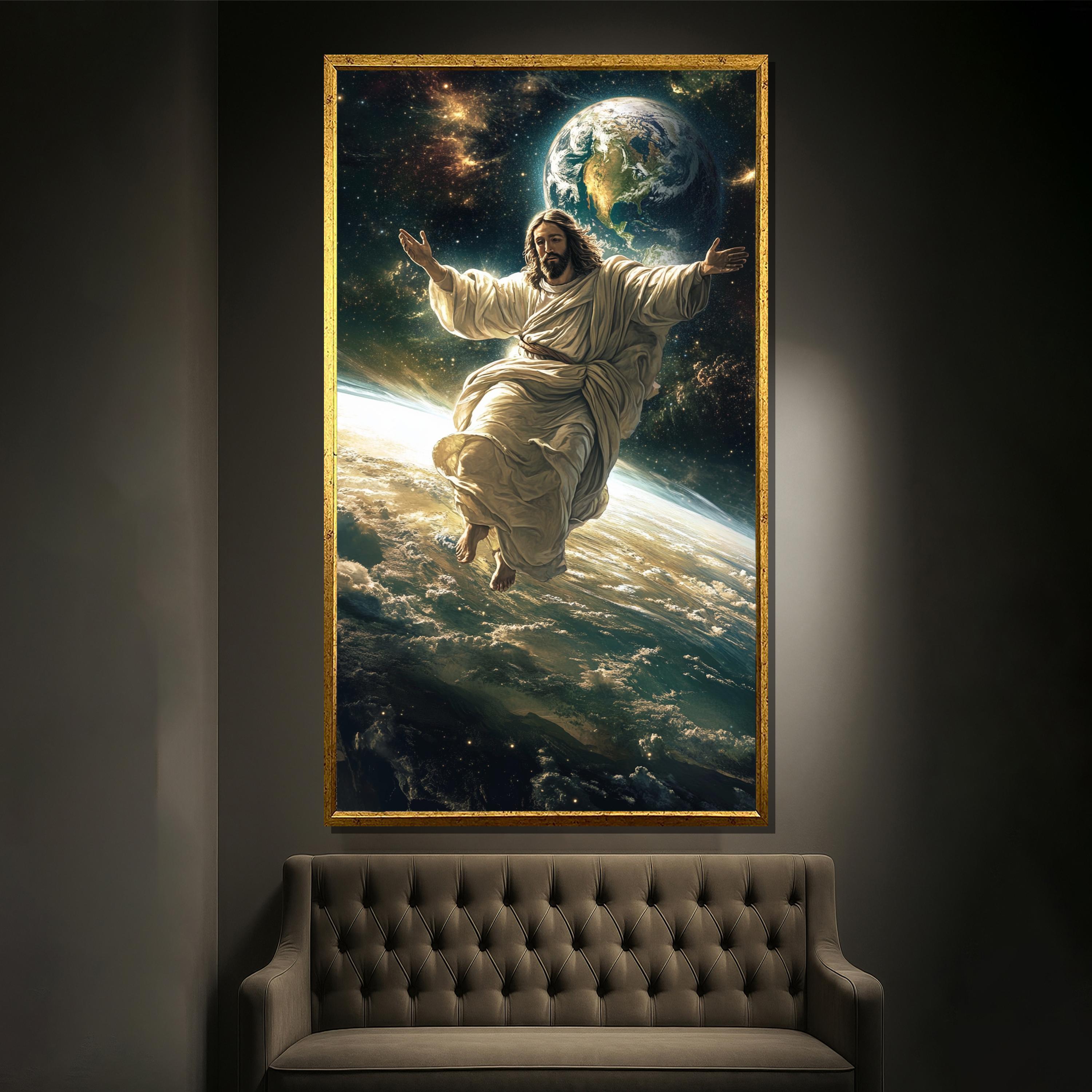 Jesus Christ Cosmic Wall Art | Space Themed Christian Canvas Print