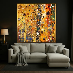 Impresión en lienzo de Gustav Klimt, Círculos abstractos dorados, Arte mural moderno
