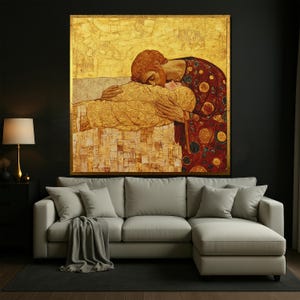 Gustav Klimt – The Kiss Embrace Canvas Painting, Romantic Wall Art for Bedroom or Living Room, Elegant Gift for Art and Love Enthusiasts