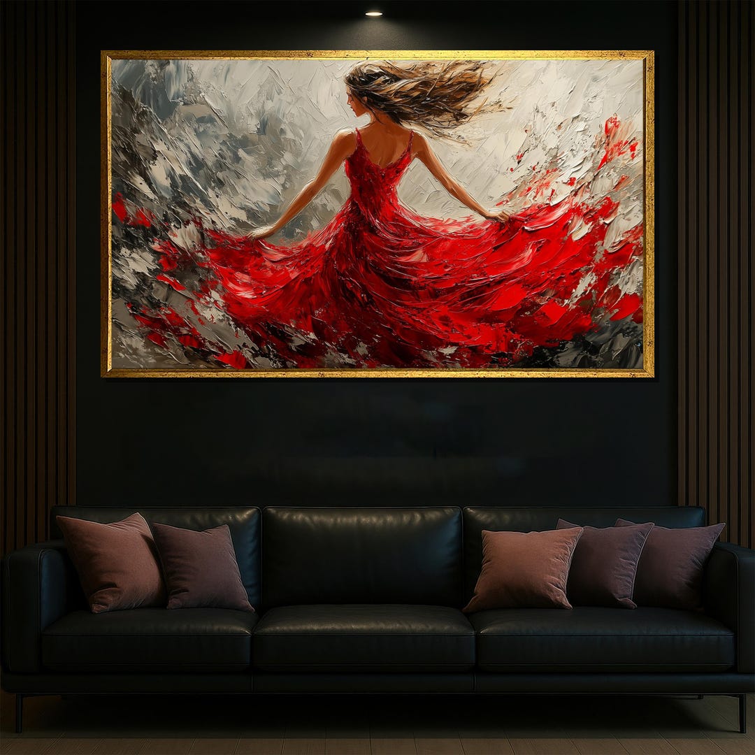 Woman in Red Dress Canvas Art – Modern Abstract Painting - Etsy