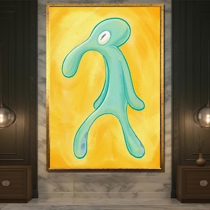 Funny Squidward Bold and Brash canvas painting wall art, perfect meme decor and unique gift idea for fans of quirky and modern interiors