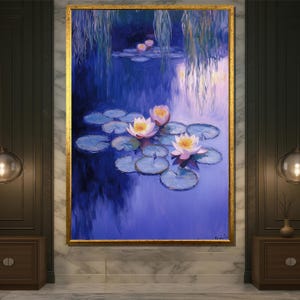 Claude Monet Water Lilies Canvas Painting Wall Art for Living Room, Impressionist Floral Art Print, Great Gift for Art Lovers