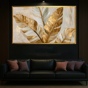 Banana Leaf Canvas Print: Golden Tropical Wall Art
