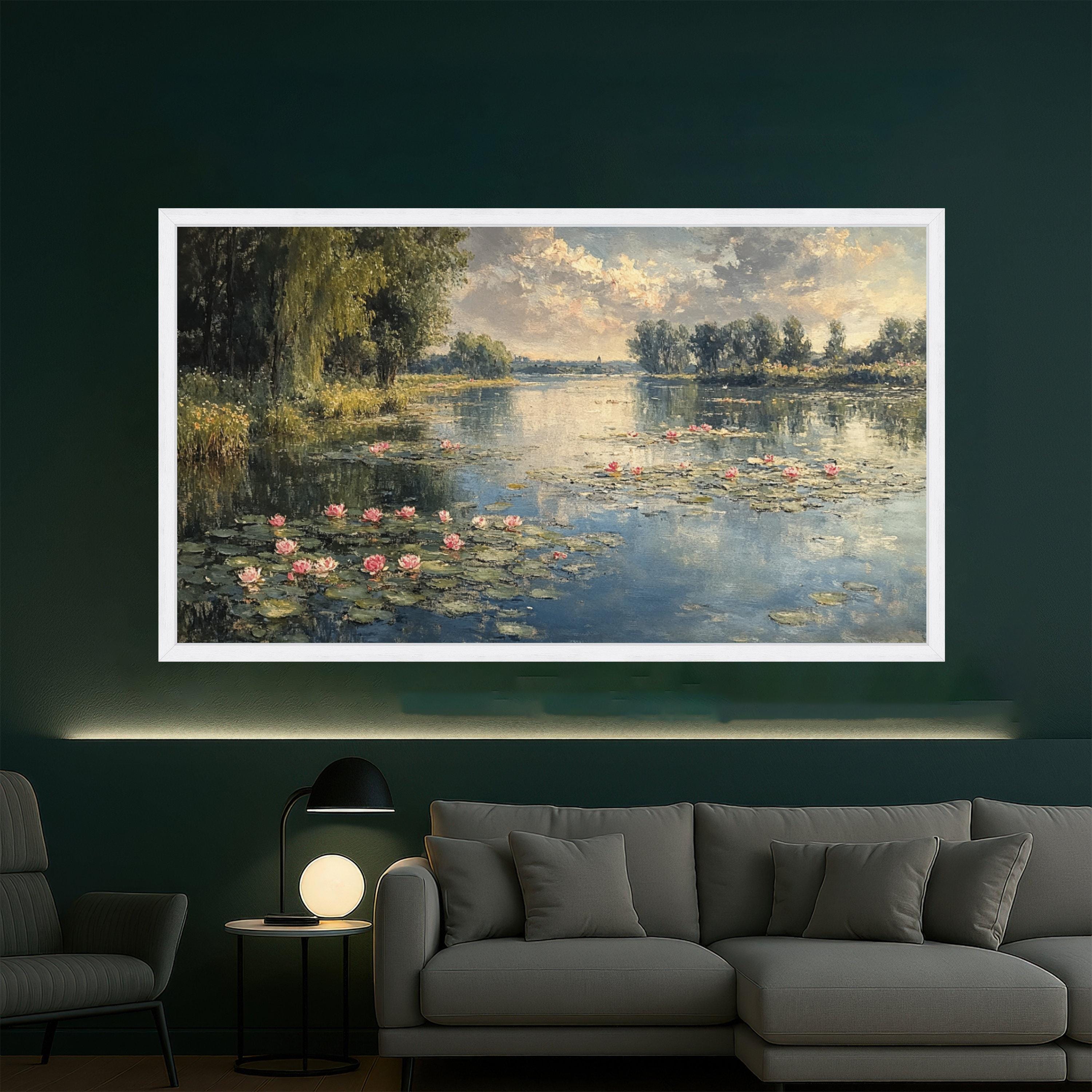Claude Monet Water Lilies Canvas Painting – Serene Landscape Wall Art ...