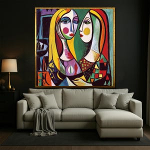 Pablo Picasso Cubist Women Canvas Painting Wall Art, Bold Abstract Portrait for Modern Interiors, Colorful Art Gift for Creative Spaces