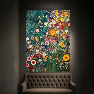 Vibrant Abstract Floral Canvas, Colorful Wildflowers Wall Art, Modern Garden Painting, Nature Canvas Decor, image 6