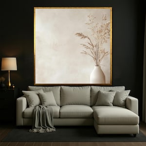 Arte de pared con jarrón minimalista neutro, impresión en lienzo de estilo escandinavo, decoración natural bohemia para dormitorio o sala de estar, regalo para la estética del hogar.