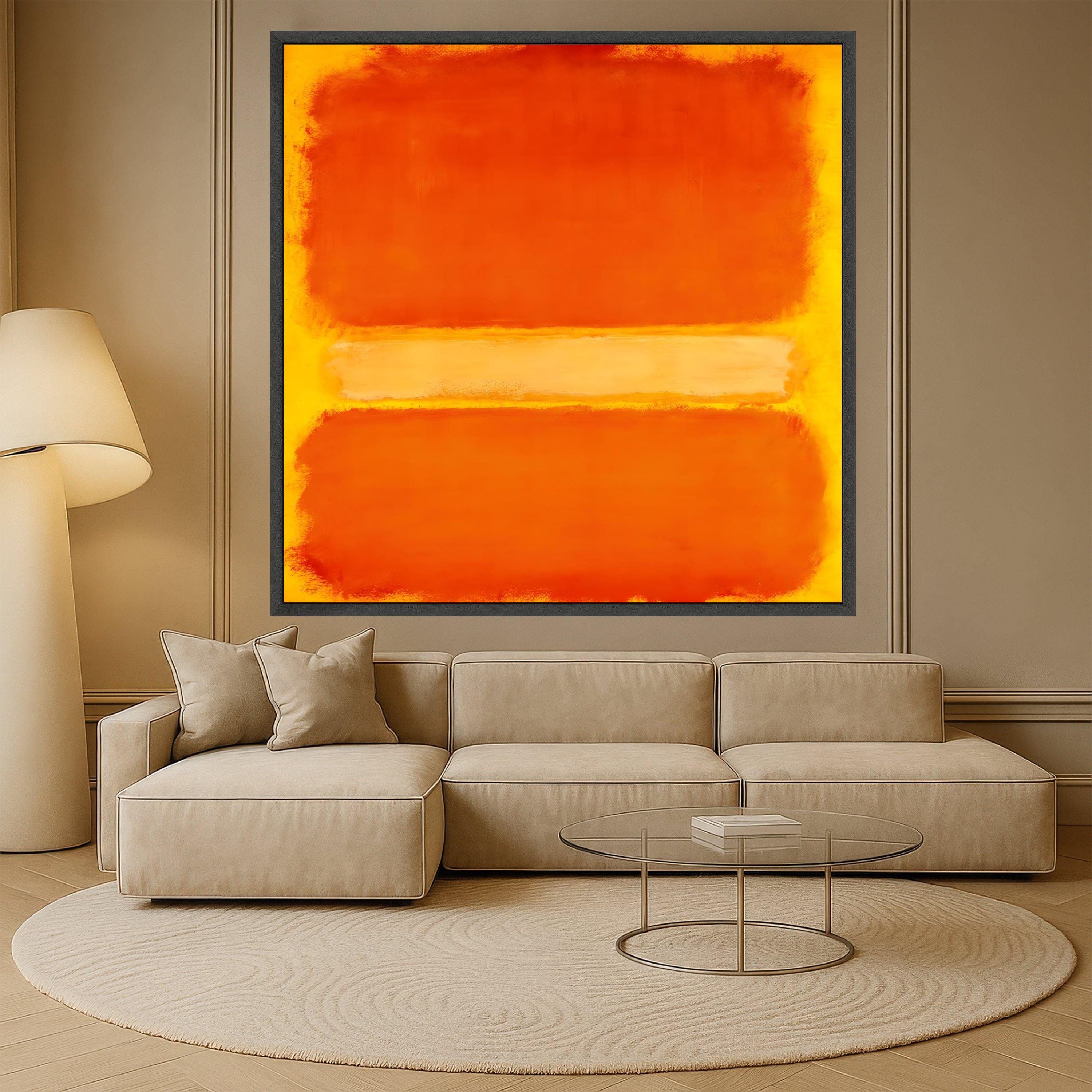 Vibrant Orange Abstract Canvas Wall Art, Modern Color Block Painting ...