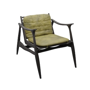Leather Lounge Chair, Mid-century Leather Chair, Vintage Chair, Wooden Chair, Decorative Leather Armchair, Digital Download