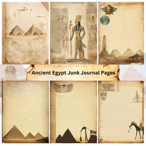 Ancient Egypt Vintage Junk Journal Papers, Journal Scrapbook Supply - 20 Vintage Style Junk Journal Pages-Ephemera, Parchment Vintage Paper