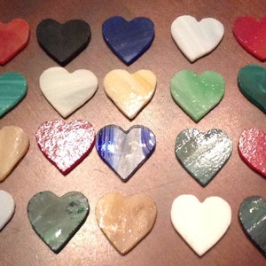20 stained glass hearts 1 1/4&quot;, assorted colors