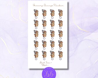 Rastreador de ahorros en comestibles de Mia y Mandy / Inserto reutilizable A6 para guardar efectivo