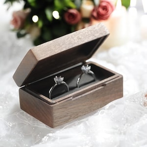 Wood Ring Box - Storage for 2 Rings, Engraved Ring Bearer Box Alternative Wedding Ceremony, Unique Proposal Engagement Gift Meaningful Gift