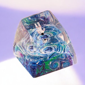 Galaxy keycap, Custom keycap,Artisan keycap,Cherry mx keycaps, Handmade Artisan Keycap, Axolotl gifts BirthdayGift,Gift for HimResin Keycap