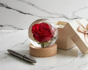 Blue Rose Resin Lamp: Handmade Epoxy Flower Night Light,Romantic Bedroom Lighting, Wedding Gift Idea,LED Night Lamp,Gift for Mom