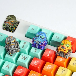 Handmade Cyberpunk Resin Keycap – Futuristic Neon Artisan Keycap for Cherry MX Mechanical Keyboards | Sci-Fi Gamer Keycap | Cyber City Theme