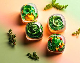 Handmade Vegetable Resin Keycap Set: Artisan Foodie Gamer Keyboard
