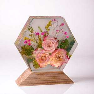 Handmade Flower Resin Lamp: Floral Night Light, Romantic Home Decor