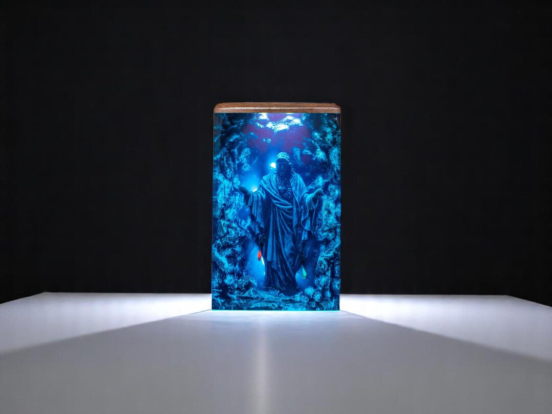 Custom Jesus Night Light | Christian LED Lamp , | Handmade Wood Resin ...