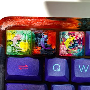 Orange and Black Resin Keycap, Nine-Finned Dragon Fish Artisan Keycap, Handmade Custom Keycap for Mechanical KeyboardBirthdaygift GiftforHim
