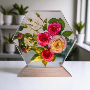 Handmade Flower Resin Lamp: Floral Night Light, Romantic Home Decor