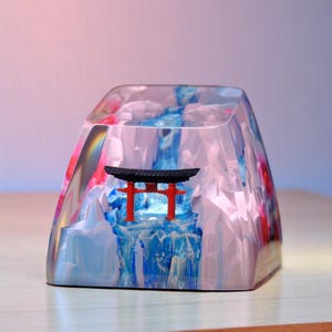 Torii Gate Artisan Keycap with Sakura Design | Japanese Themed Resin Keycap | Handmade ESC Key | Custom Keycap for Mechanical Keyboard