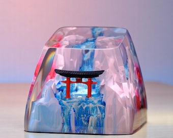 Torii Gate Artisan Keycap with Sakura Design | Japanese Themed Resin Keycap | Handmade ESC Key | Custom Keycap for Mechanical Keyboard