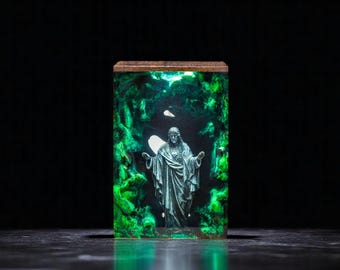 Custom Jesus Night Light | Christian LED Lamp , | Handmade Wood Resin Night Light | Unique Nautical Gift Decor, gift for him,holy jesus lamp