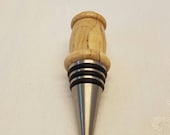 Stainless Steel Bottle Stopper with Turned Maple wood Top