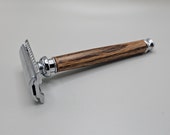 DE Safety Razor with Ebonized oak handle