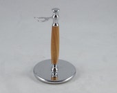 Chrome plated Razor Stand made from cherry wood