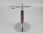 Chrome plated shaving stand made from Ebonized Oak wood