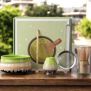 Ceramic Matcha Tea Set, Japanese Matcha Kit, Matcha Set, Ceramic Matcha Bowl, Tea Ceremony Set, Matcha Gift Box, 7 Piece, Handmade