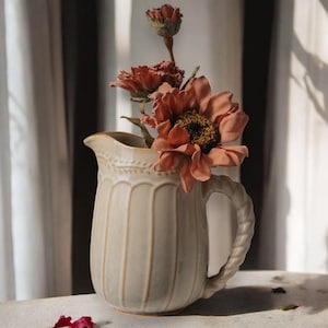 Handcrafted Ceramic Flower Vase: Kitchen Utensil Holder, Home Decor