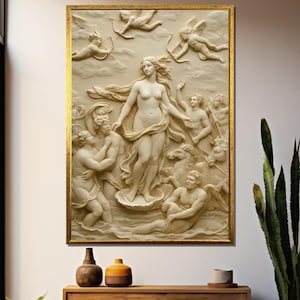The Birth of Venus Classical Canvas Painting – Mythological Goddess Wall Art Gift   by Renaissance Masterpiece   Style