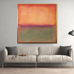 Mark Rothko Abstract Expressionist Canvas Painting with Vibrant Orange, Green and Purple for Modern Art Lovers