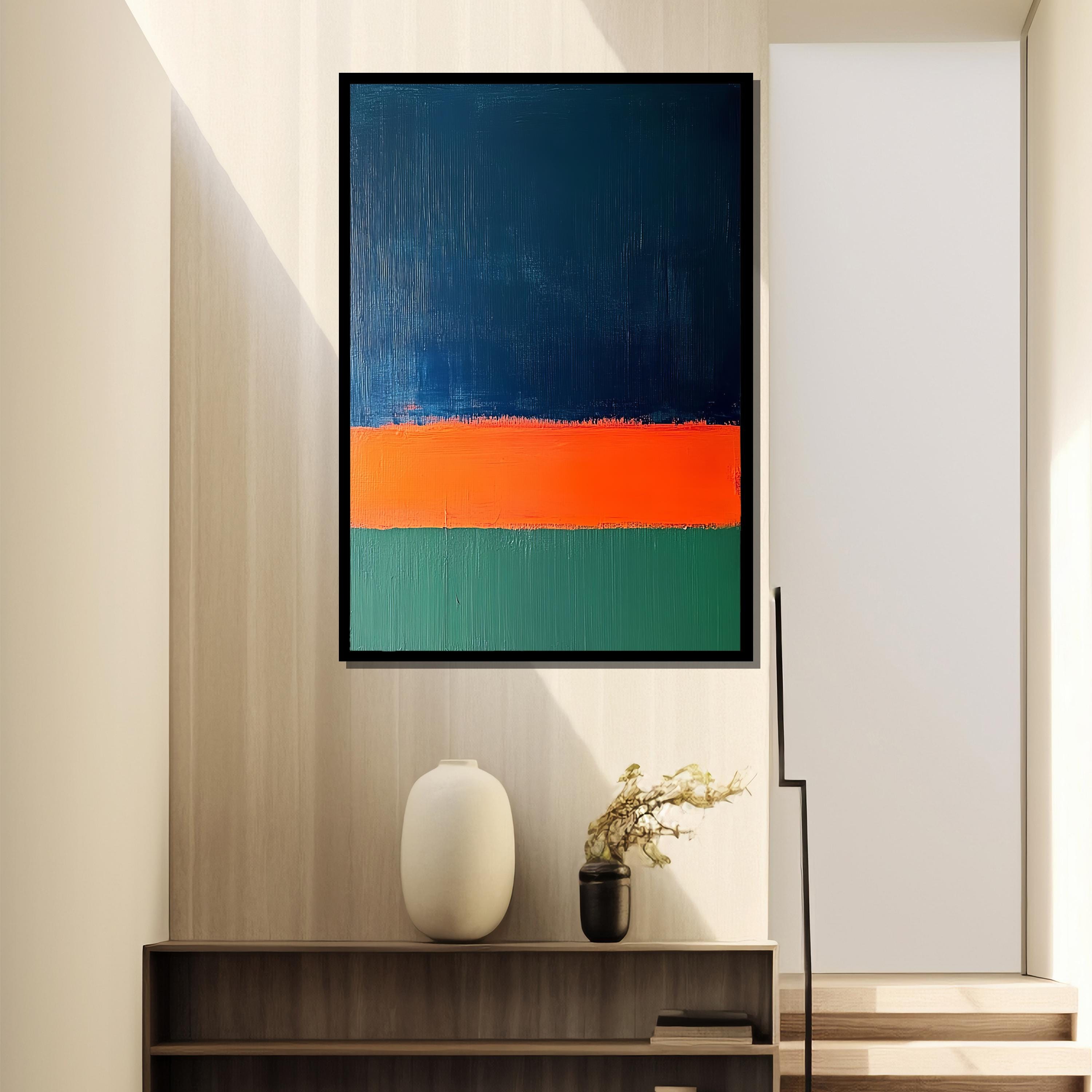 Mark Rothko Interor Design Mark Rothko Canvas Painting – Deep Blue and Orange Abstract Wall Art ...