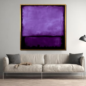 Mark Rothko Abstract Expressionist Canvas Painting in Deep Purple and Violet Tones for Modern Minimalist Contemporary Wall Art