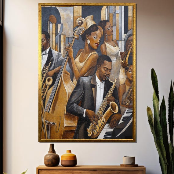 Jazz Band Wall Art – African American Musicians Mosaic Style