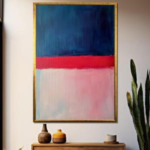 Mark Rothko Canvas Painting – Bold Red and Blue Color Field Art Gift for Modern Interior and Abstract Wall Display