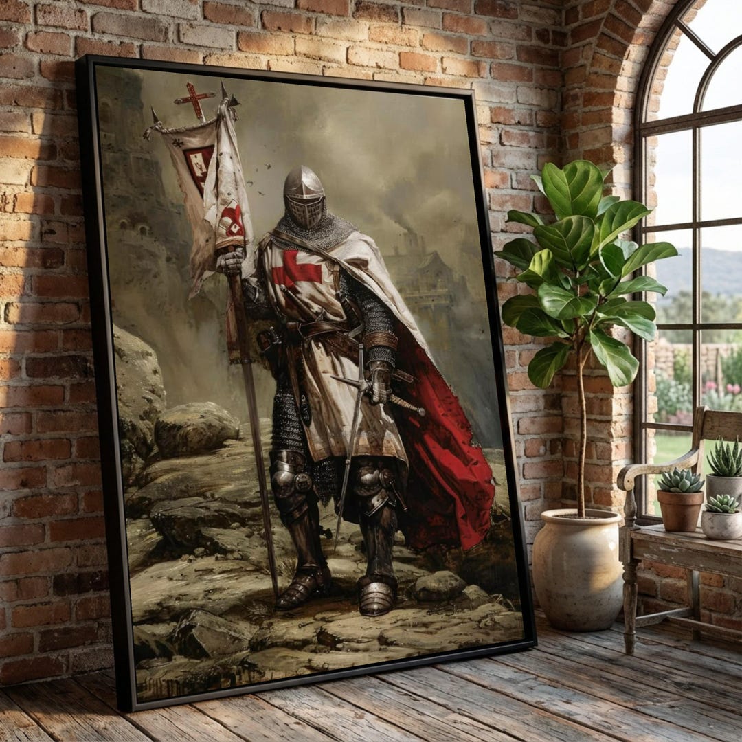 Medieval Knight Templar Canvas, Crusader Armor Wall Art, Historical ...