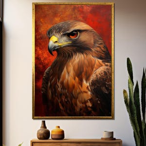 Majestic Hawk Portrait Canvas Wall Art - Bold Wildlife Decor for Home and Office