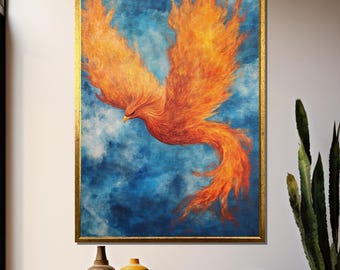 タカの絵画、砂漠に昇るフェニックス、太陽と雨、インスピレーションを