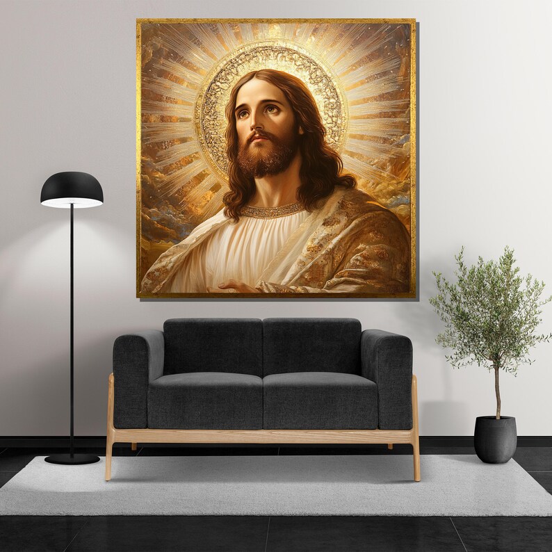 Jesus Christ Canvas Painting – Radiant Religious Wall Art Gift for ...