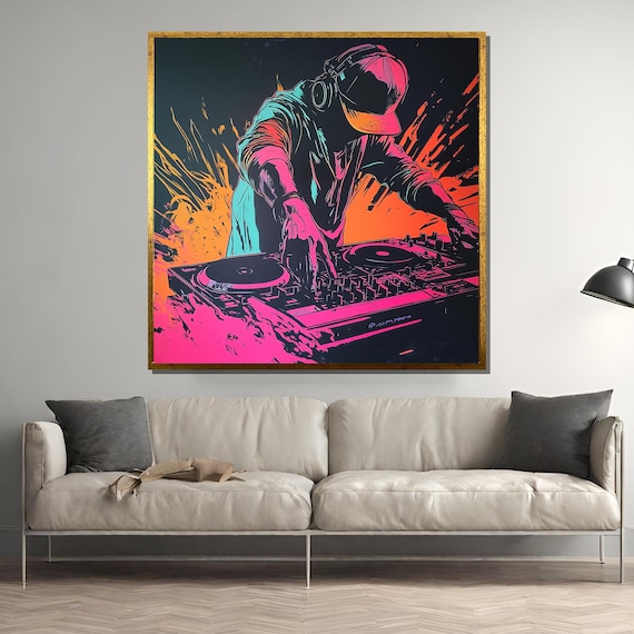 Neon DJ Canvas Print – Vibrant Music Party Wall Art - Etsy