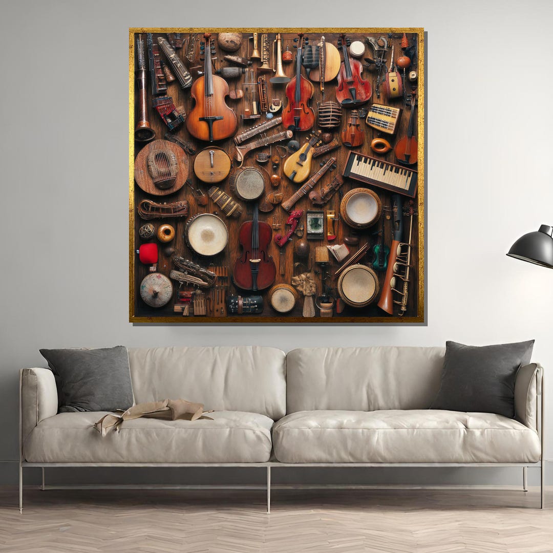 Vintage Musical Instruments Collage Wall Art – Classical Music Decor ...