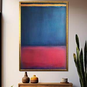 Mark Rothko Canvas Painting – Striking Blue and Red Color Field Wall Art Gift for Contemporary Art Lovers