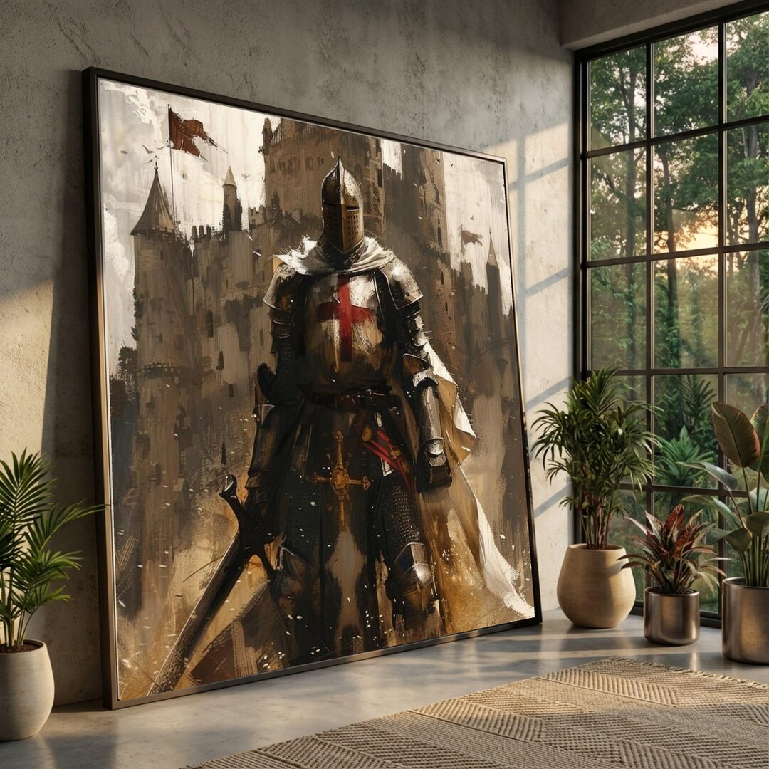 Medieval Knight Canvas, Templar Crusader Wall Art, Historic Armor ...