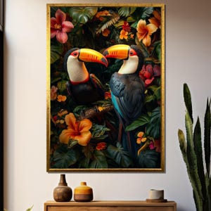 Tropical Toucan Canvas Painting – Vibrant Jungle Bird Wall Art – Exotic Nature Gift for Bird and Wildlife Lovers